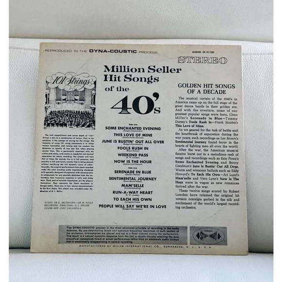LP Million Seller Hit Song's Of The 40's Vinyl Record - Picture 2 of 2